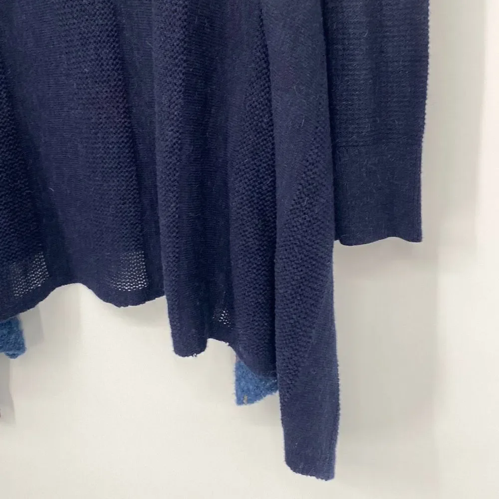 Anthropologie Fiets‎ Voor Long Waterfall Open Front Cardigan Alpaca Wool Navy S